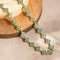 Collier français en acier inoxydable PVD or véritable 18 carats, bracelet trèfle CZ coloré, bijoux porte-bonheur étanches et inaltérables pour femmes