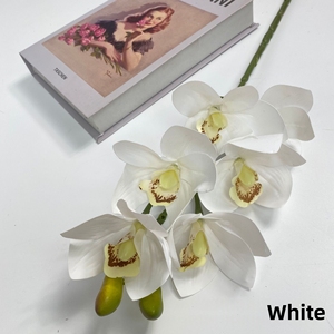 سيمبيديوم أبيض مطبوع عليه 6 رؤوس ثلاثي الأبعاد وردي مع جذع لمس حقيقي لحفلات الزفاف المنزلية وعيد الميلاد/ديكورات التخرج - Product Image 3