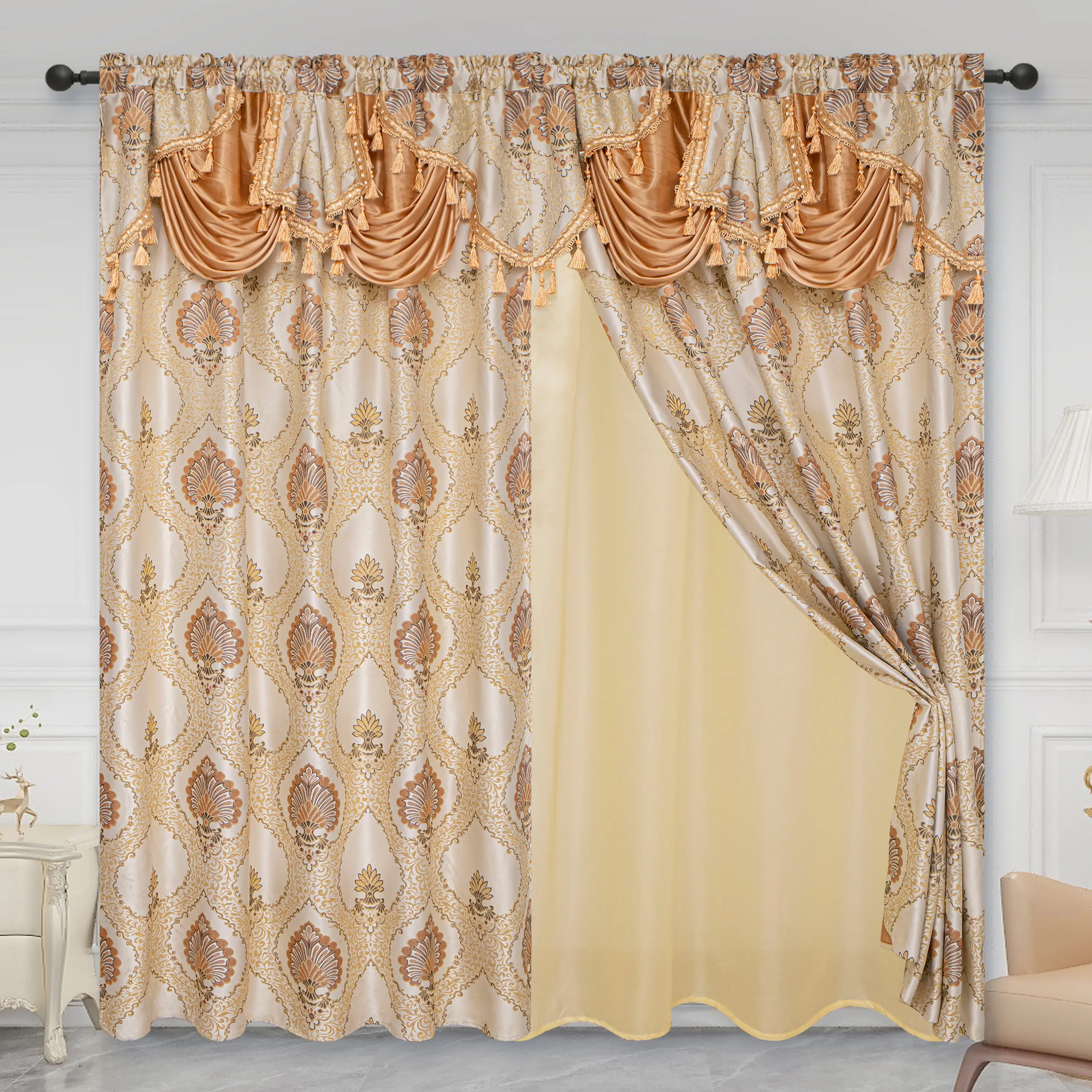 Cortinas de valance de tecido jacquard, novidade, imperdível, produtos de varejo