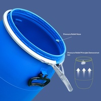 Fût en plastique de grande capacité, à bride épaissie et cerclage en fer, bleu, pour déchets chimiques liquides et enzymes, avec joint d'étanchéité, emballage stratifié, Modèle FLT