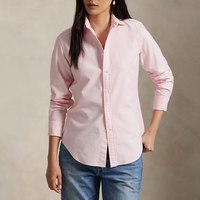 Chemise Oxford décontractée pour femme, coupe ajustée, manches longues, col pointu, respirante, tricotée, unie, boutonnée, printemps, été, automne