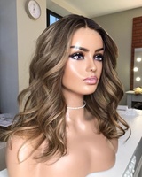 Pelucas de Cabello Humano Virgen Europeo con Doble Trama, Color Rubio Ceniza, Ondulado, Cutícula Alineada, HD, Encaje Completo