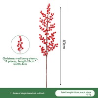 Kunstmatige rode bessen van plastic, bloemstuk voor Kerstmis en nieuwjaar, 30-100cm, decoratie voor thuis en kantoor