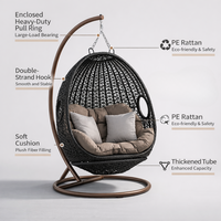 Fauteuil suspendu en rotin double moderne Meiqi & hamac nid d'abeille pour une utilisation en intérieur/extérieur Chambre Balcon Patio Loisirs