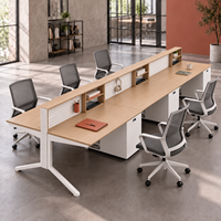 Poste de travail modulaire pour bureau, mobilier commercial pour 2, 4 ou 6 personnes avec cloison, armoire de rangement et structure en acier pour bureau d'équipe