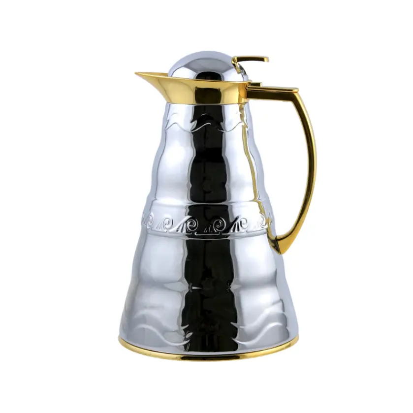 Midden-oosten Stijl Rvs Koffiezetapparaat Glas Innerlijke Arabische Koffie Pot Turkse Koffie Pot Gouden Kleur Dallah Pot
