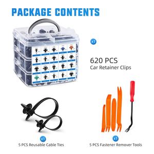 630 pièces Clips de retenue de voiture Kit de fixations en plastique Kits de Rivets d'aile 16 tailles les plus populaires épingle à poussoir automatique - Product Image 2