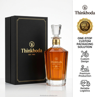 Coffret de luxe pour carafe à whisky, design héritage 20 ans, boîte rigide noire, solution cadeau pour spiritueux festifs de Noël et des fêtes