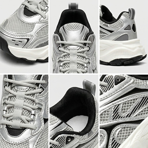Zapatillas deportivas personalizadas con suela gruesa, de malla y cuero PU, con cordones, informales, para caminar, OEM - Product Image 2