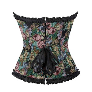 Impression à l'huile Floral Overbust Corset Taille Basques Vintage Shaper Medieval <span class=keywords><strong>Bustier</strong></span> Top Korset - Product Image 5