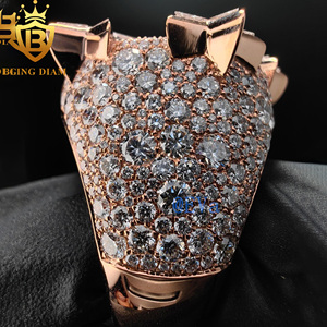 Anillo de Hombre de Plata de Ley 925 con Baño de Oro Rosa y Moissanita, Estilo Hip Hop, Diseño OEM/ODM de Fábrica, Certificado GRA - Product Image 2