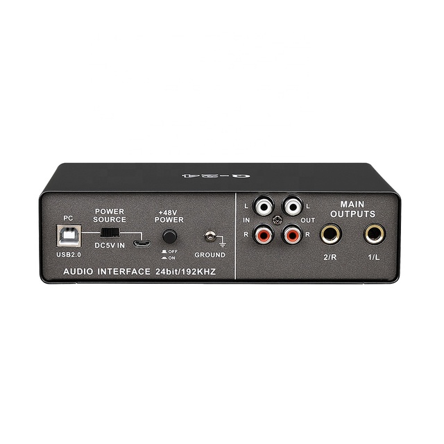 TEYUN Q24 Hot Selling 48V Black Metal USB Audio Interface Low Price Studio Sound Mixer Mixing Console for PC & Interface Audio