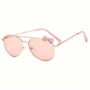 Lunettes de soleil pour enfants tendance vintage 2021, mignonnes, avec nœud, surdimensionnées, UV400, grande monture en métal, pour filles - Product Image 6