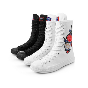 Espadrilles pour femmes, fermeture éclair, laçage frontal, chaussures en toile pour dames, chaussures de loisirs brodées, plates pour femmes, haut mi-haut léger, nouveau, Offre Spéciale - Product Image 4