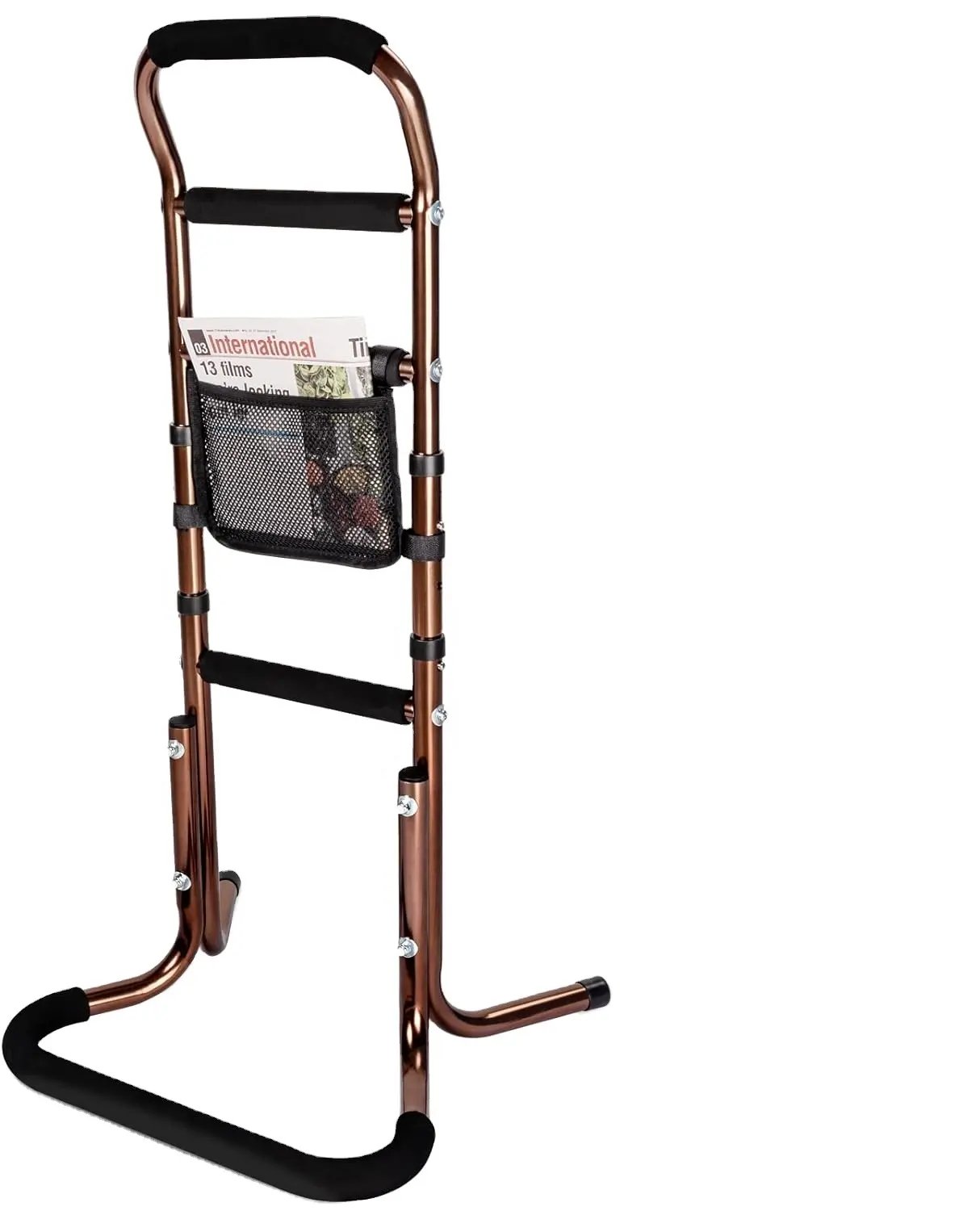 Chair Stand Assist for Seniors with Storage Pocket Adjustable Height Cane Bed Rails
