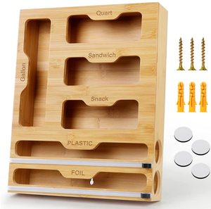 Customized bamboo self sealing bag storage organizers and different types of self sealing bag storage organizers