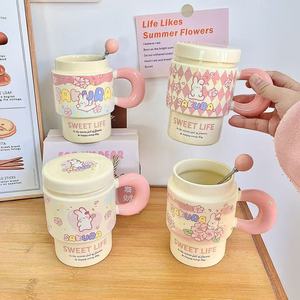 M Charming Girl's Cherry Blossom Mug Cuchara <span class=keywords><strong>de</strong></span> tapa <span class=keywords><strong>de</strong></span> cerámica <span class=keywords><strong>de</strong></span> buen aspecto <span class=keywords><strong>para</strong></span> fiesta <span class=keywords><strong>de</strong></span> oficina Desayuno Cute Ins Style Coffee Cup - Product Image 2