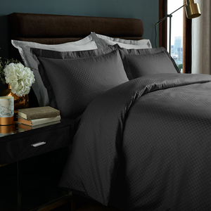 Modern Black Check Pattern Flat <b>Sheet</b> 350TC 100% Cotton Breathable All-Season Bedding for Adults - Product Image 1