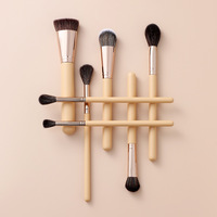 Set Kuas Rias Wajah 13 Buah dari Bulu Alami Karamel dengan Desain Kepala Ganda untuk Wajah & Concealer