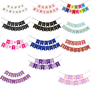 Guirnalda de Letras de Papel Dorado con 'HAPPY BIRTHDAY' y Serpentinas en Forma de Cola de Pez para Decoración de Fiestas de Cumpleaños - Product Image 1