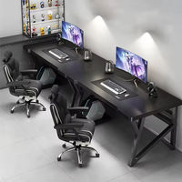 Modern Metal and MDF Modular Desktop Computer Desk with Cable Management Holes Office Workstation for Home Study Commercial Use