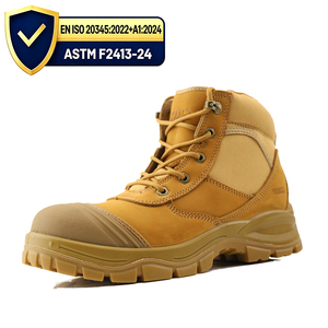 Zapatos de Seguridad Antideslizantes de Cuero Nubuck Color Bronceado para Mecánicos, con Cremallera Lateral, Puntera de Acero, Botas de Trabajo para Garaje, Calzado Reforzado y Duradero - Product Image 1