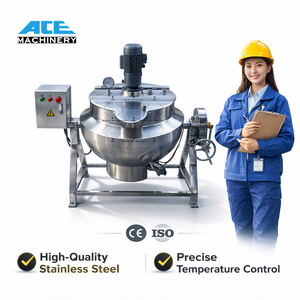 Chaudière industrielle électrique à vapeur de 1000 L pour la fabrication alimentaire, avec agitateur et grattoir - Product Image 3