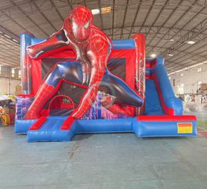 Château gonflable Spiderman de dessin animé, combo commercial avec toboggan et <span class=keywords><strong>jeu</strong></span> de saut - Product Image 1