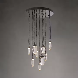 Lámpara colgante de Hotel Villa con personalidad de moda americana moderna, Araña de cristal de lujo con gota de lluvia para escaleras de comedor - Product Image 4
