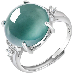 Natural genuine A-grade <b>jade</b> blue water pearl face <b>ring</b>, ice-grade <b>jade</b>, S925 silver setting, women's <b>ring</b>, adjustable design - Product Image 5