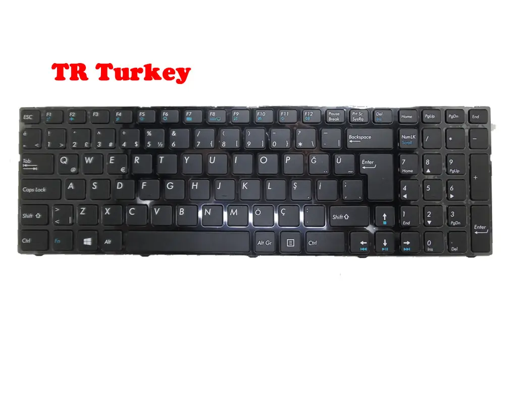 لوحة مفاتيح كمبيوتر محمول, لوحة مفاتيح كمبيوتر محمول ل Medion AKOYA E7416T md99740md99377 MD99490 MD60458 أسود مع إطار TR تركيا