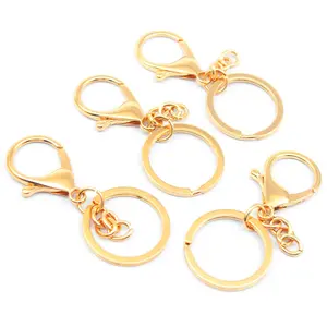 Factory Price 30mm Key Chains Snap Hook Key Rings Round Gold Silver Color Lobster Clasp Keychain Diy Key Chain