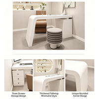 Bureau portable en bois laqué blanc brillant, bureau d'ordinateur minimaliste, table de consultation esthétique pour clinique, bureau Streamer
