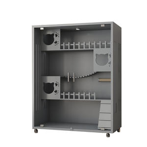 กรงเลี้ยงแมวสองชั้นทำจากไม้เนื้อแข็งหรูหราพร้อมปุ่มปิดดีไซน์ทนทาน - Product Image 1