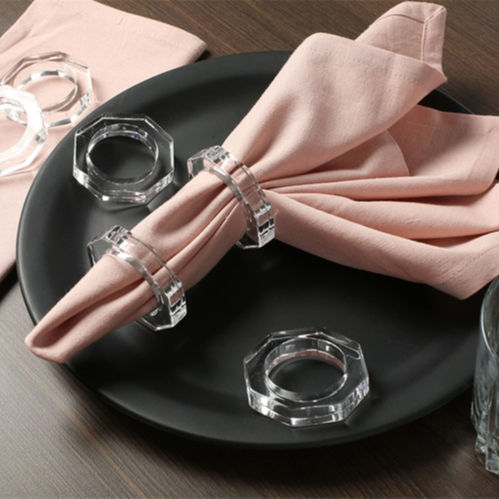 Clear Acrylic Napkin Rings Modern Luxury Wedding Decor
