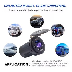 듀얼 18W USB 충전 어댑터 3.0 포트 및 20W PD 자동차 USB 충전기 소켓 전원 콘센트 전압계 및 전원 스위치 자동차 보트 - Product Image 2