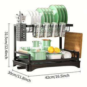 <b>Kitchen</b> Shelf Rack Drying Drain Stainless Steel Over the Sink Dish Drying <b>Storage</b> Rack 2 Tier Dish Rack for <b>Kitchen</b> - Product Image 3