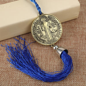 KOMI चांदी सेंट बेनेडिक्ट के साथ दौर सिक्का पदक लटकन किनारे कार पर्दे लटकन पुरुषों में महिलाओं के लिए 3 रंग - Product Image 3
