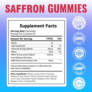 Gummies au Safran pour le Soutien de l'Humeur, de l'Énergie, du Sommeil et la Santé des Yeux, Compléments Antioxydants avec GABA et Vitamines - Product Image 6