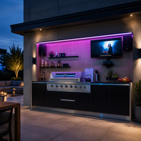 Cuisine extérieure sur mesure de 3 m, armoire en acier inoxydable 304, grill modulaire, évier, rangement