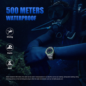 <span class=keywords><strong>Reloj</strong></span> LIGE FN1802 de Buceo con Cristal de Zafiro para Hombre, Deportivo, Automático, Mecánico, 500M, Cronógrafo, Acero Inoxidable + <span class=keywords><strong>Caja</strong></span> de Regalo - Product Image 5