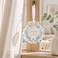 Pendentif en verre cristal rond avec bord biseauté facetté, impression de texte personnalisée et boîte cadeau pour cadeau de Noël