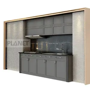 Kabinet Dapur besi tahan karat, pintu kabinet listrik untuk lemari dapur modern kelas atas