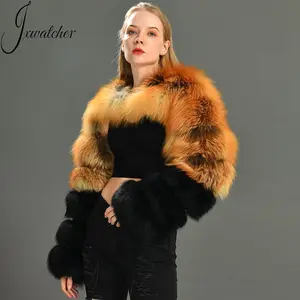 New Fashion Double Arm Fur Sleeves Cropped Luxury Warm Soft Winter Women Real Fox Fur Coat Natural Fox Wrap Sleeve Fur