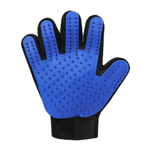 Gants de toilettage pour chats Ai Youjia, main droite, bleus, avec poils en silicone pour l'élimination des poils et le massage - Product Image 1