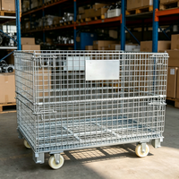 Conteneur en treillis métallique pliable, cage à palettes métallique pliable avec couvercle supérieur, bac de stockage industriel pour pièces automobiles, logistique d'entrepôt