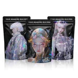 Sacs en Mylar imprimés sur mesure, opaques, 3,5 g, 1 oz, résistants aux enfants, fermeture éclair anti-odeur, sacs de sortie pour dispensaire avec logo personnalisé - Product Image 3