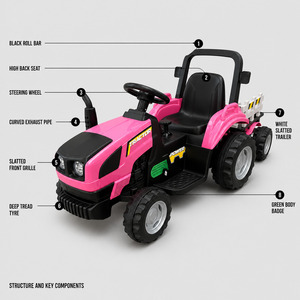 Tracteur à pédales pour enfants avec remorque, jouet de ferme rose pour enfants, véhicule pour jeux en plein air, fournisseur OEM ODM en gros - Product Image 1