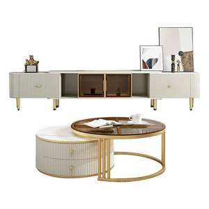 Gabinetes de unidad de Tv de lujo directos de fábrica, soporte de Tv moderno y <span class=keywords><strong>mesa</strong></span> de centro con cajón, juego de <span class=keywords><strong>mesa</strong></span> de Tv retráctil, apartamento pequeño - Product Image 6