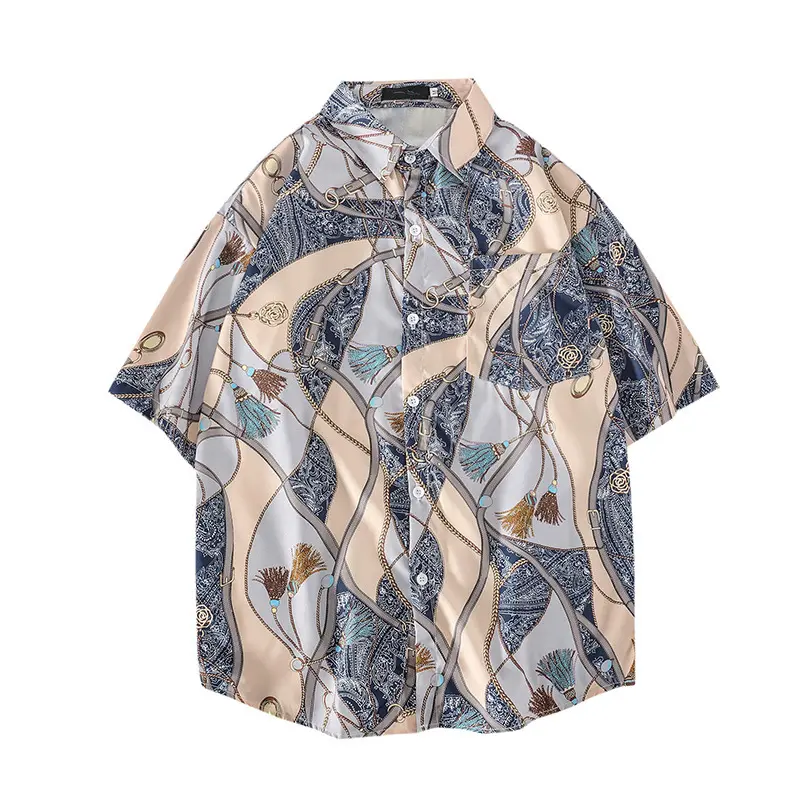 Летняя рубашка с коротким рукавом в стиле ретро, забавная, с 3D принтом, модная брендовая Свободная рубашка, модные мужские рубашки